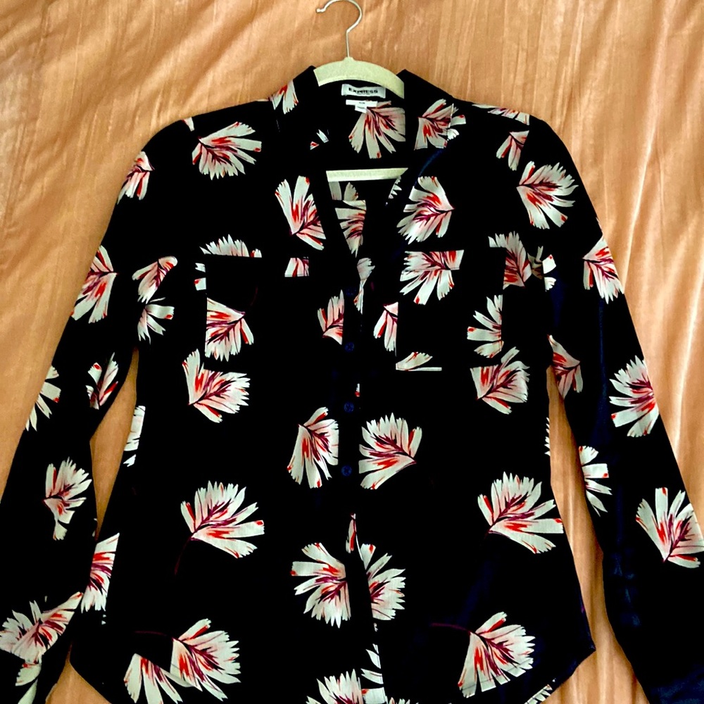 Express floral print portofino shirt- slim fit